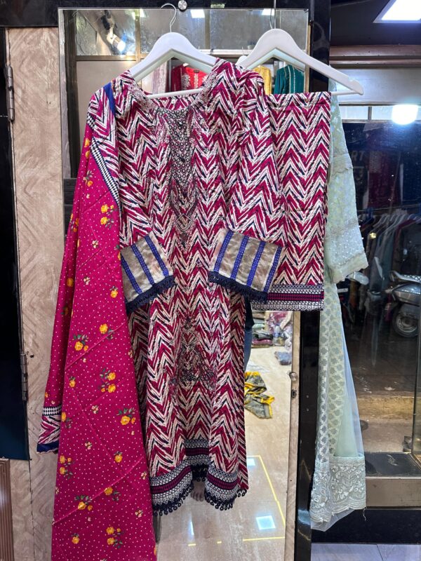 Al Mulabis Most Premium Original Karachi New Arrival Pure Lawn Suit